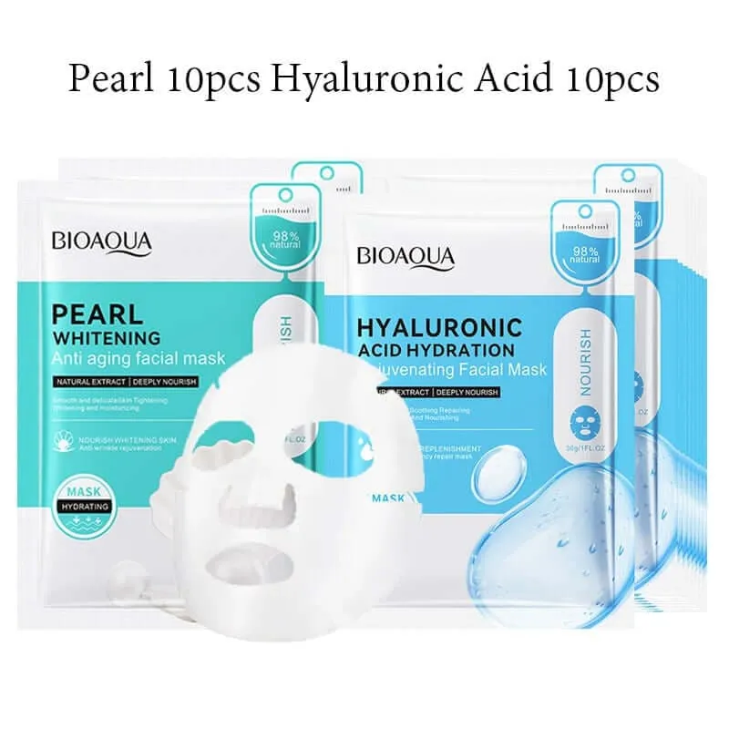 20pcs BIOAQUA Snail Hyaluronic Acid Face Mask skincare Moisturizing Anti Wrinkle Whitening Facial Masks Face Skin Care Products