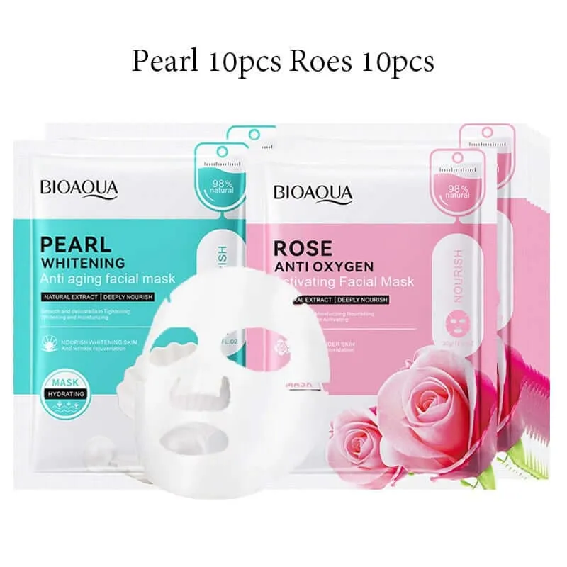 20pcs BIOAQUA Snail Hyaluronic Acid Face Mask skincare Moisturizing Anti Wrinkle Whitening Facial Masks Face Skin Care Products