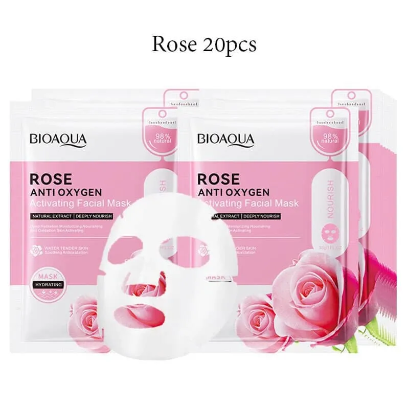 20pcs BIOAQUA Snail Hyaluronic Acid Face Mask skincare Moisturizing Anti Wrinkle Whitening Facial Masks Face Skin Care Products