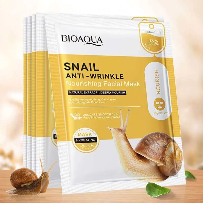 20pcs BIOAQUA Snail Hyaluronic Acid Face Mask skincare Moisturizing Anti Wrinkle Whitening Facial Masks Face Skin Care Products