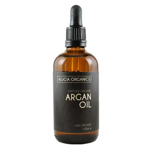 Alucia Organics Certified Organic Argan Oil (100ml) - Pure, Natural, Cold Pressed, Certified Organic, Vegan, Cruelty Free, for Skin, Face, Body, Hair, Nails 100 ml (Pack of 1)