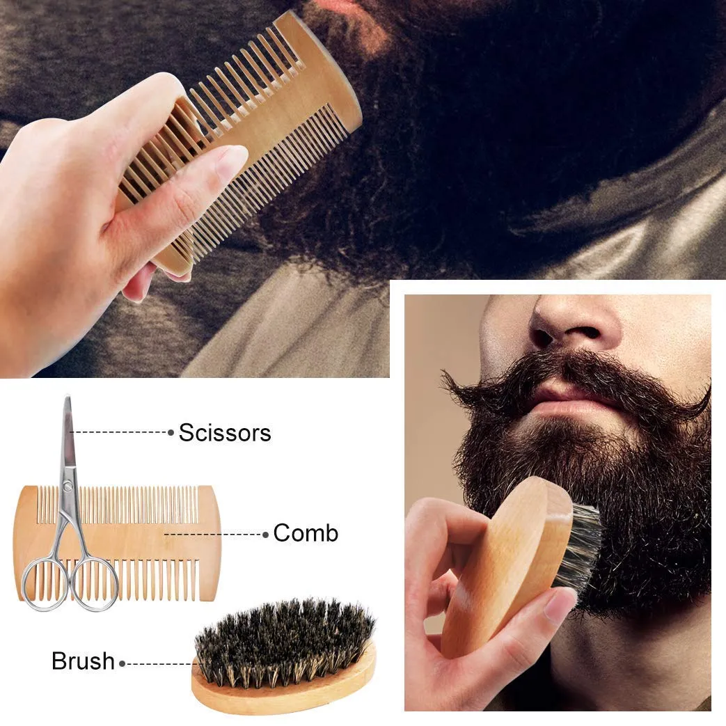 Beard Kit,Beard Growth Kit,Beard Grooming Kit,w/Beard Foam/Shampoo/Wash,Growth Oil,Balm Conditioner,Brush,Comb,Mustache Scissor,Storage Bag,E-Book,Beard Care&Trimming Trimmer Kit Gifts for Men Him