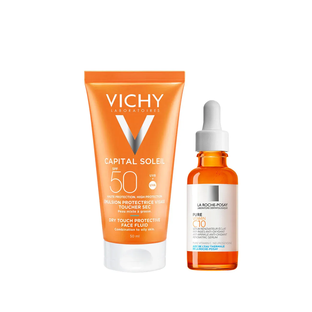 Capital Soleil Mattifying Dry Touch Face Fluid SPF50 & Pure Vitamin C10 Serum Duo