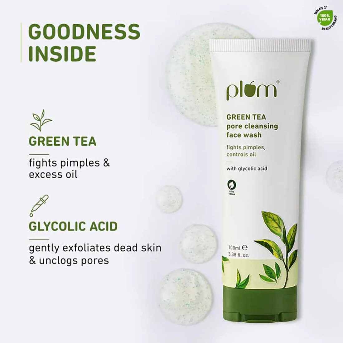 Green Tea Pore Cleansing Face Wash - Pack of 2 | Acne Face Wash | Bright, Clear Skin  | Soap-Free | 100% Vegan