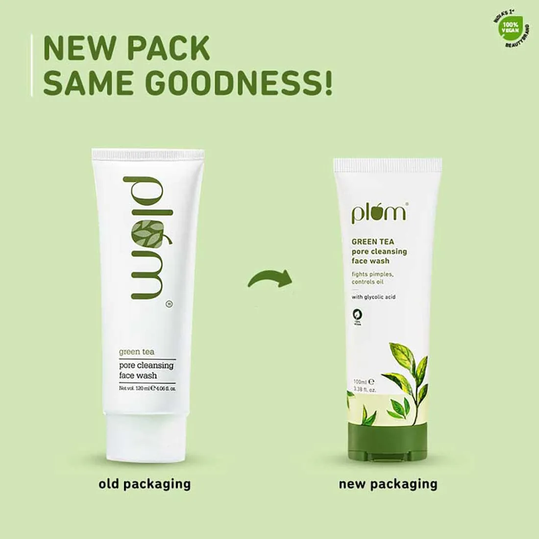 Green Tea Pore Cleansing Face Wash - Pack of 2 | Acne Face Wash | Bright, Clear Skin  | Soap-Free | 100% Vegan