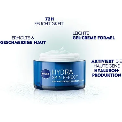 Hydra Skin Effect Regenerating gel cream 50 ml Night cream with pure hyaluronic acid for 72 hours of hydration , Nivea