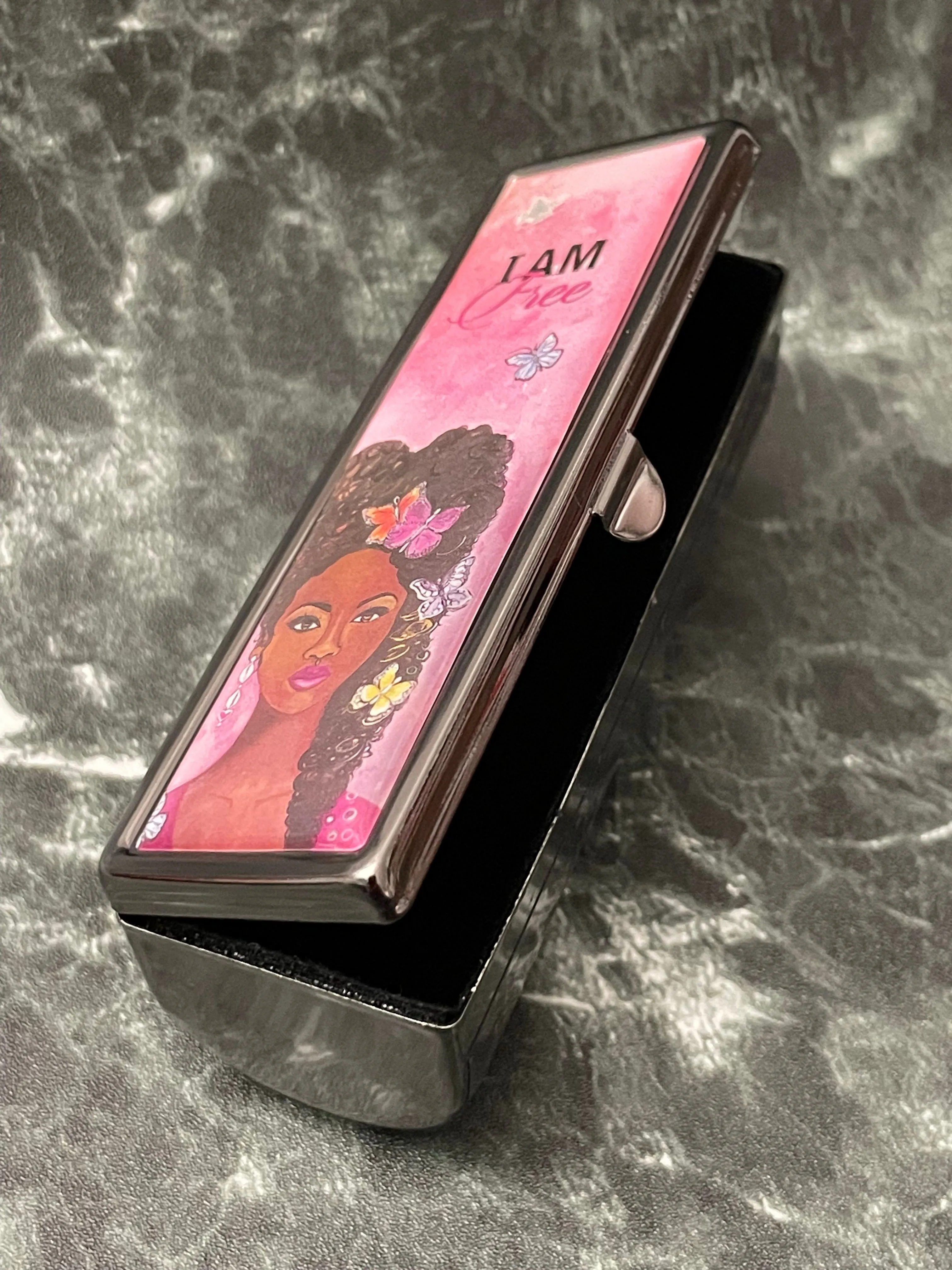 I am Free Lipstick Mirror Case