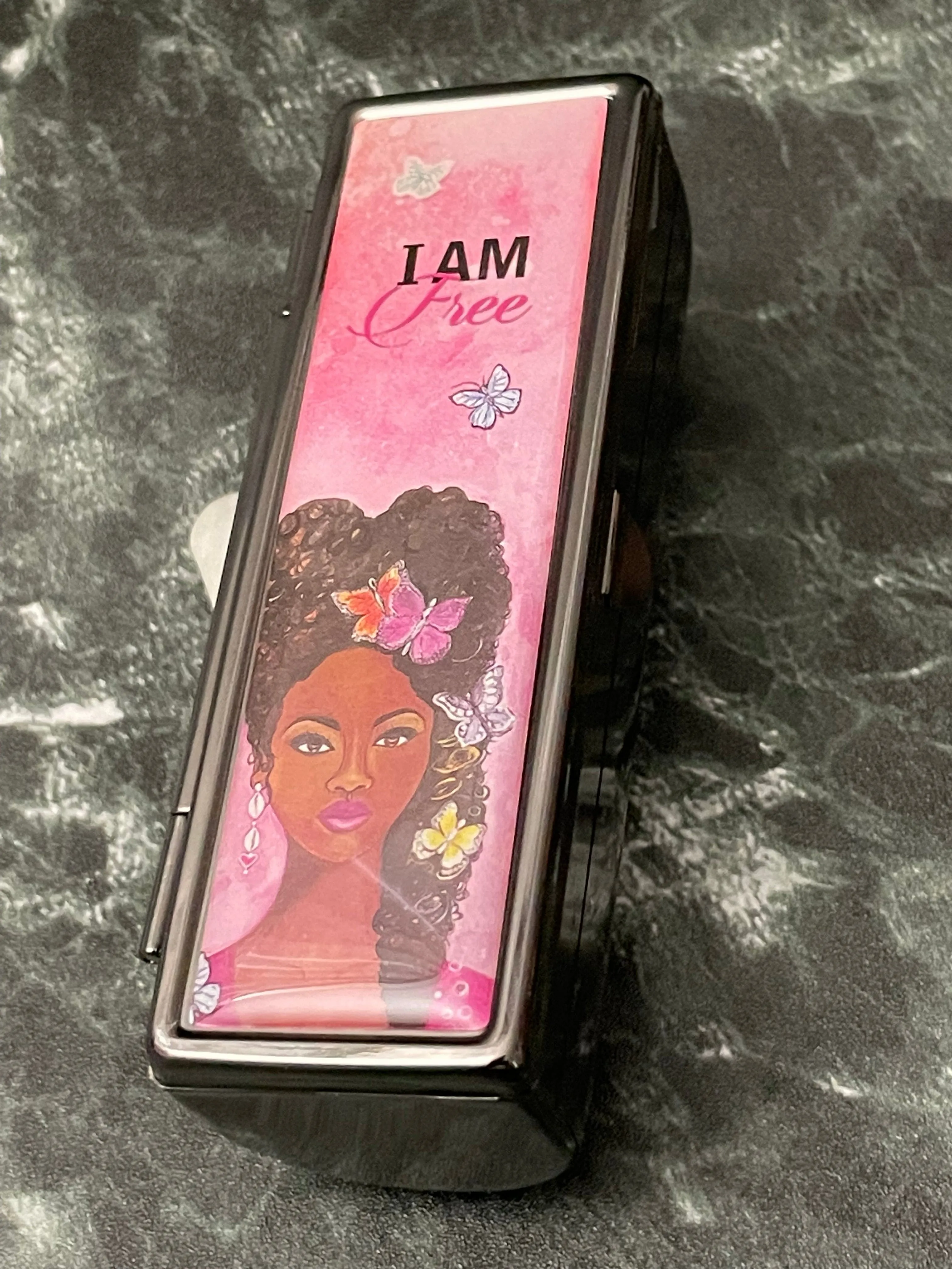 I am Free Lipstick Mirror Case