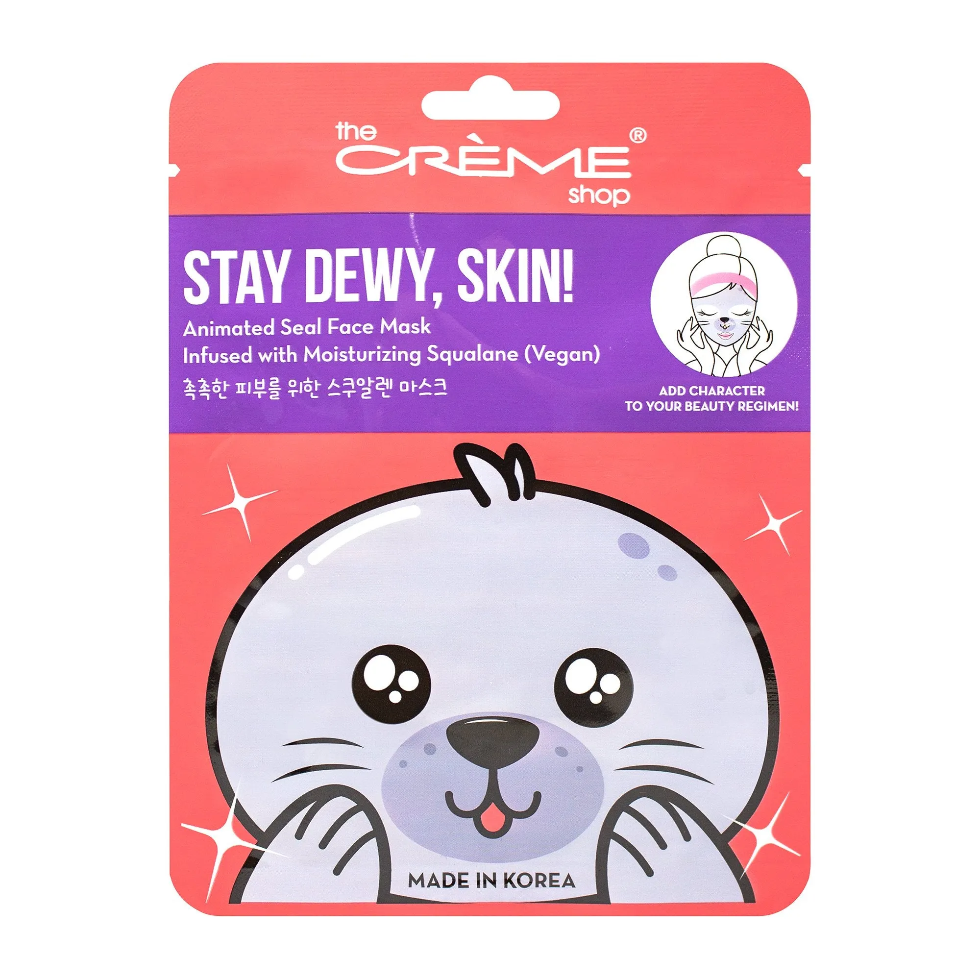 Stay Dewy, Skin! Animated Seal Face Mask - Infused with Moisturizing Vegan Squalane