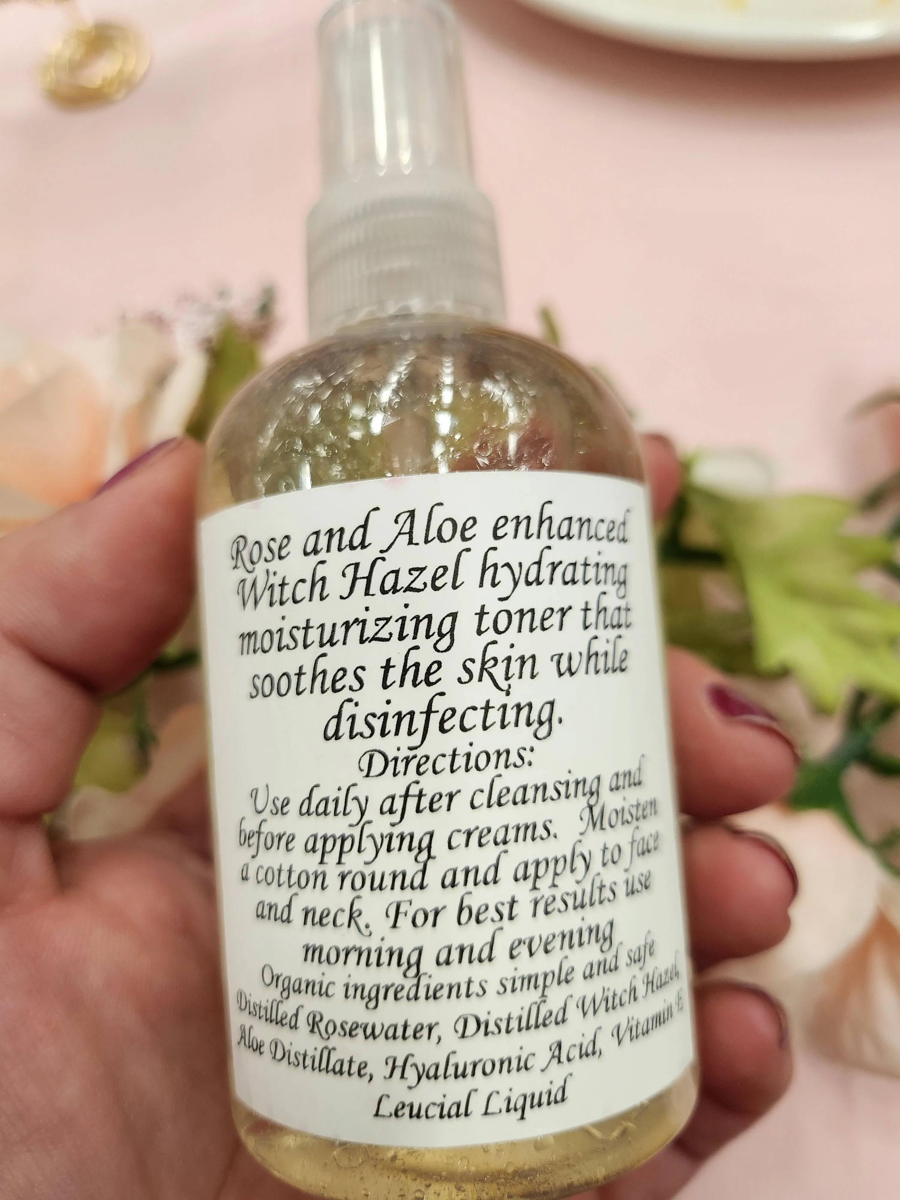 Witch hazel Rosewater and Aloe vera toner